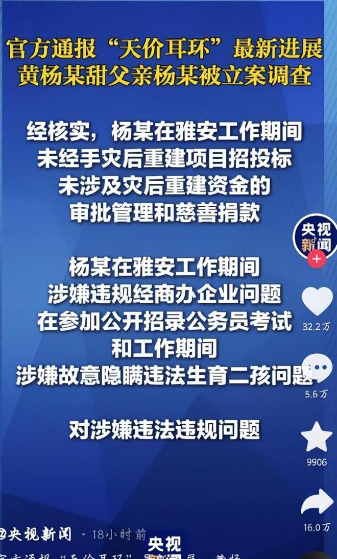 下场黄杨钿甜父亲被正式立案调查冰球突破天价耳环风波不断亲自(图5)