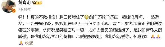 夫辛柏青悲痛发文赵丽颖等多位明星悼念冰球突破豪华版演员朱媛媛患癌去世丈